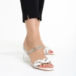 Papuci dama albe din piele ecologica Abriana