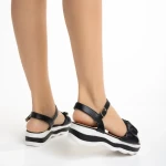 Sandale dama negre din piele ecologica Wilda