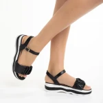 Sandale dama negre din piele ecologica Wilda