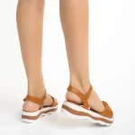 Sandale dama camel din piele ecologica Wilda