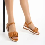 Sandale dama camel din piele ecologica Wilda