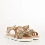 Sandale copii aurii din piele ecolgica Pearl