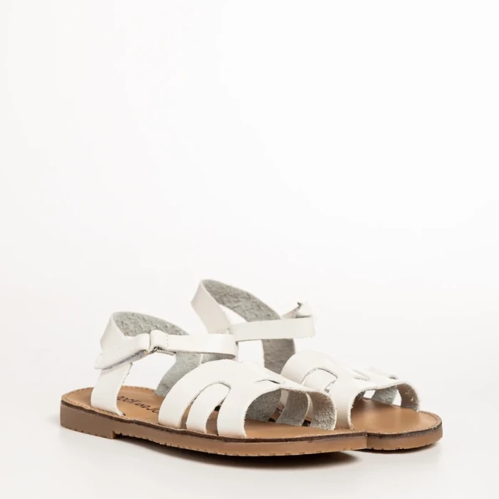 Sandale copii albe din piele ecolgica Kristen