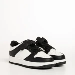 Pantofi sport copii negri cu alb din piele ecologica Neal