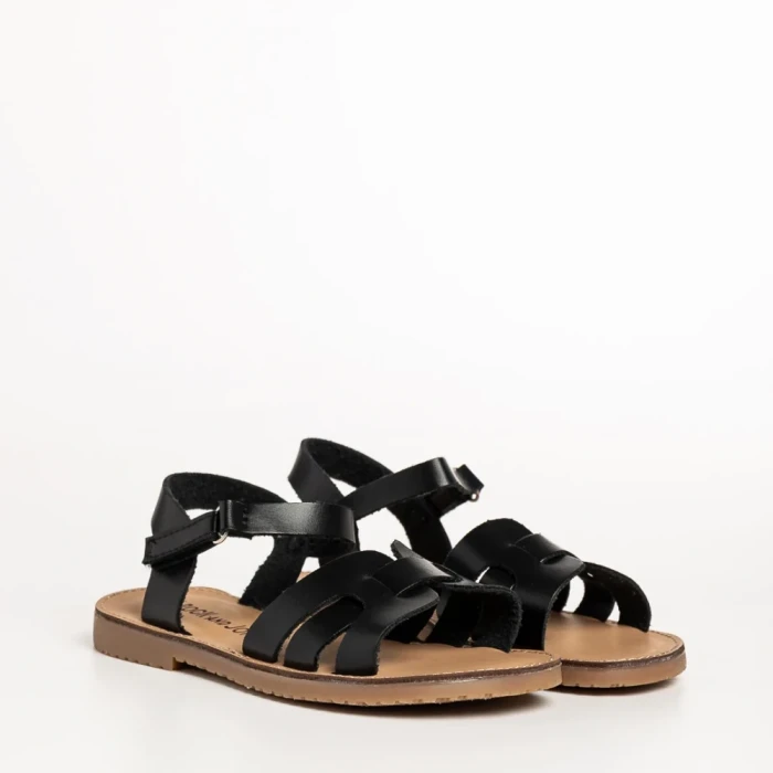 Sandale copii negre din piele ecolgica Kristen