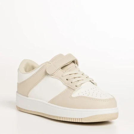 Pantofi sport copii bej cu alb din piele ecologica Neal