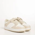 Pantofi sport copii bej cu alb din piele ecologica Neal