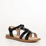 Sandale copii negre din piele ecolgica Linda