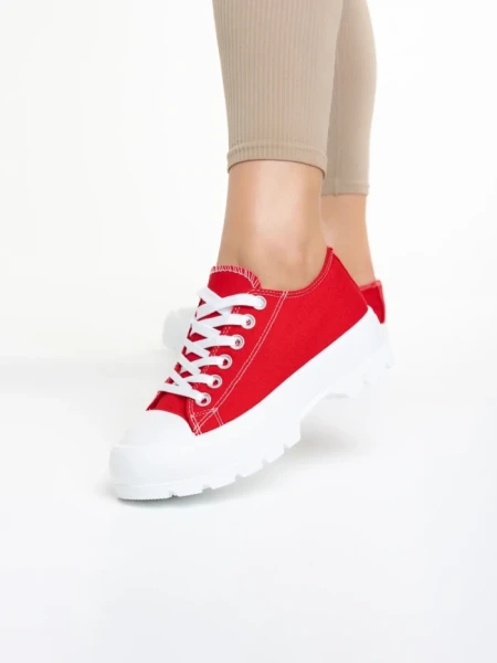 Tenisi dama rosii din material textil Valorie