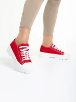 Tenisi dama rosii din material textil Valorie