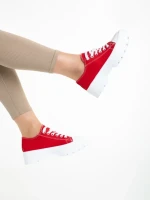 Tenisi dama rosii din material textil Valorie