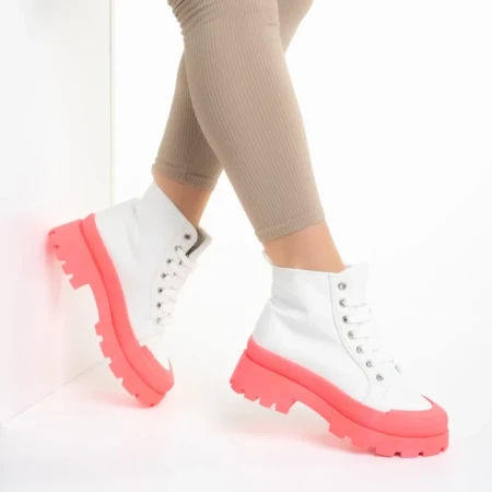 Tenisi dama albi cu fuchsia din material textil Vanisha