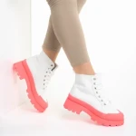 Tenisi dama albi cu fuchsia din material textil Vanisha