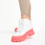 Tenisi dama albi cu fuchsia din material textil Vanisha