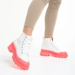 Tenisi dama albi cu fuchsia din material textil Vanisha