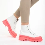 Tenisi dama albi cu fuchsia din material textil Vanisha