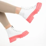 Tenisi dama albi cu fuchsia din material textil Vanisha