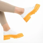 Tenisi dama alb cu portocaliu din material textil Colette