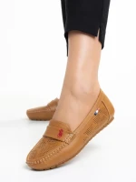 Mocasini dama camel din piele ecologica Lakaya