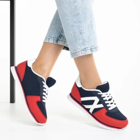 Pantofi sport dama Cery albastru cu rosu
