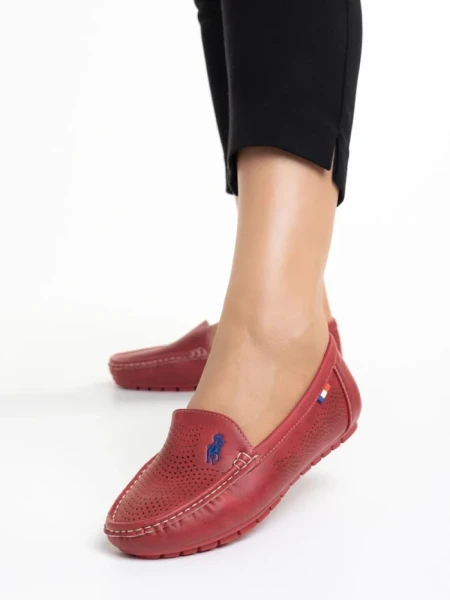 Mocasini dama rosii din piele ecologica Cartina