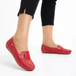 Mocasini dama rosii din piele ecologica Lakaya