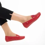 Mocasini dama rosii din piele ecologica Lakaya