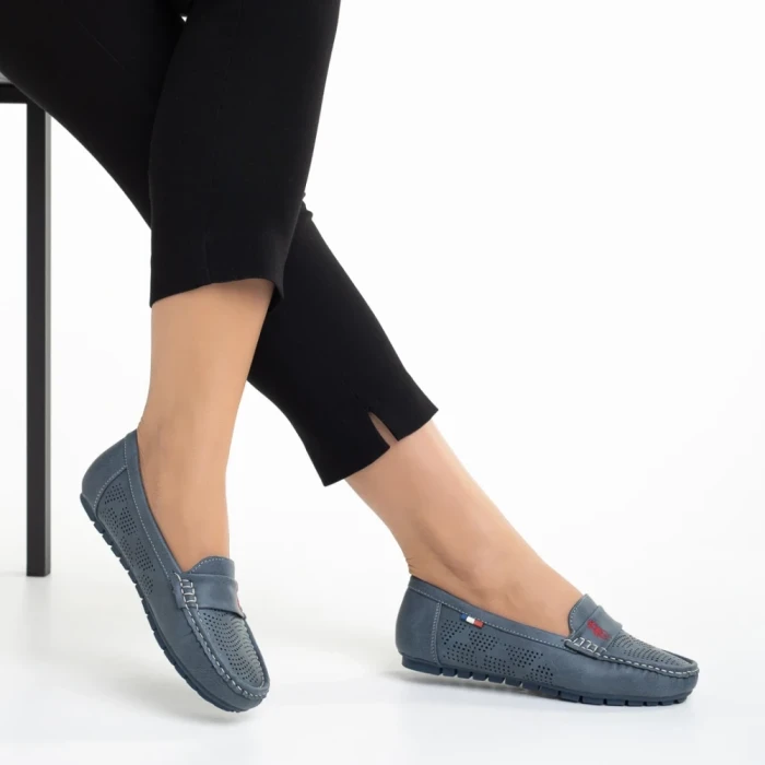 Mocasini dama albastri din piele ecologica Lakaya