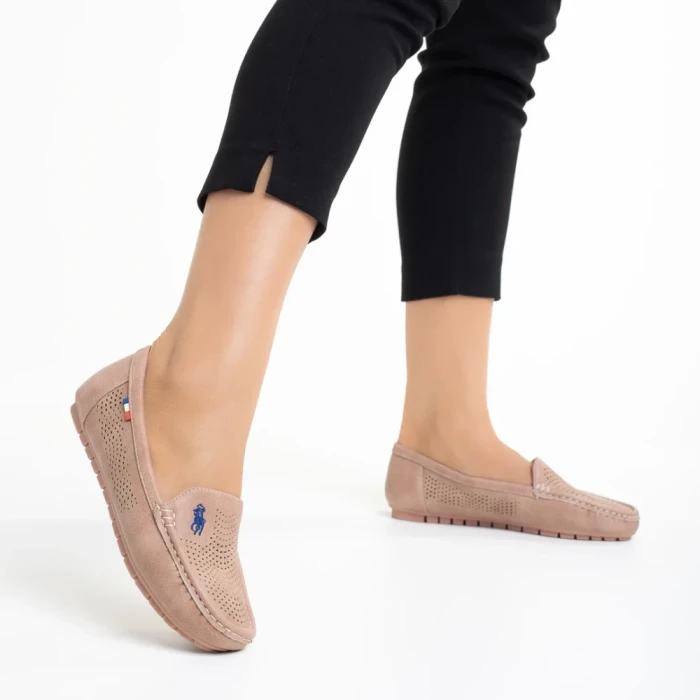 Mocasini dama roz din piele ecologica Cartina