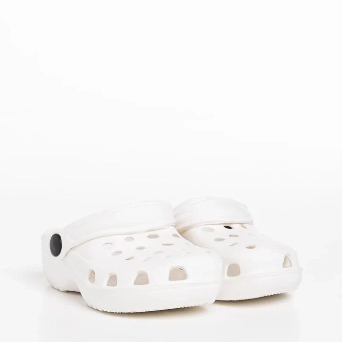 Papuci copii albi din material sintetic Gigi