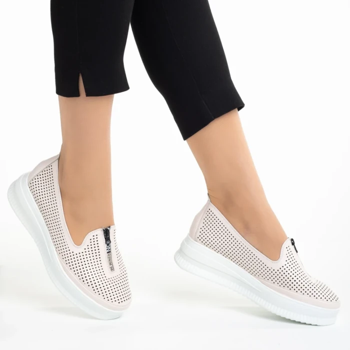 Pantofi casual dama roz din piele ecologica Lala