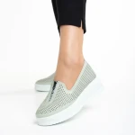 Pantofi casual dama verzi din piele ecologica Lala