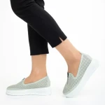 Pantofi casual dama verzi din piele ecologica Lala