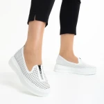 Pantofi casual dama albi din piele ecologica Lala