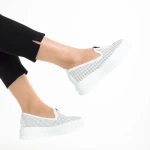 Pantofi casual dama albi din piele ecologica Lala