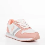 Pantofi sport copii albi cu roz din material textil Lear