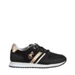 Pantofi sport copii negri cu auriu din material textil Lear