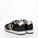 Pantofi sport copii negri cu auriu din material textil Lear