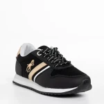 Pantofi sport copii negri cu auriu din material textil Lear