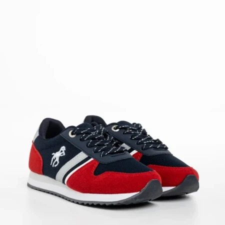 Pantofi sport copii albastri cu rosu din material textil Lear