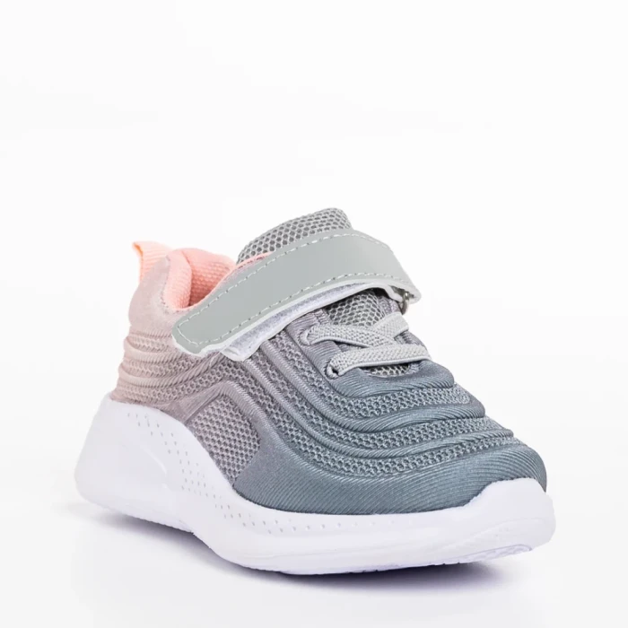 Pantofi sport copii gri cu roz din material textil Vear