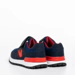 Pantofi sport copii albastri cu rosu din piele ecologica Rockie