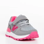 Pantofi sport copii gri cu roz din piele ecologica Rockie