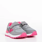 Pantofi sport copii gri cu roz din piele ecologica Rockie
