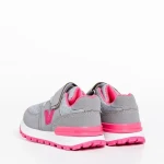 Pantofi sport copii gri cu roz din piele ecologica Rockie