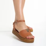 Sandale dama camel din piele naturala Irene