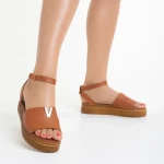 Sandale dama camel din piele naturala Irene