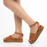 Sandale dama camel din piele naturala Irene