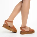 Sandale dama camel din piele naturala Irene