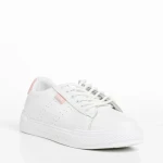Pantofi sport dama albi cu roz din piele ecologica Ruba